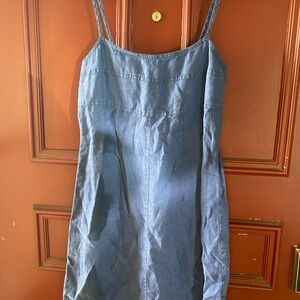 Hennes Sleeveless Blue Jean Light Denim Spaghetti Strap Mini‎ Dress Size 36 EUC